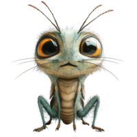 Creative illustration of a cartoon insect character with large expressive eyes and colorful features isolated on transparent background. png
