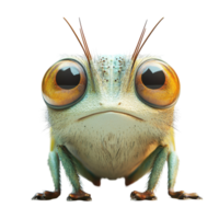 Unique close-up of a colorful frog with large expressive eyes in a bright setting isolated on transparent background. png