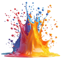 Colorful paint splashes create an artistic explosion in a dynamic display of creativity and energy isolated on transparent background. png