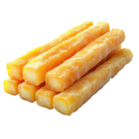 Savory cheese sticks arranged neatly on a white background, perfect for snacks or appetizers at gatherings isolated on transparent background. png