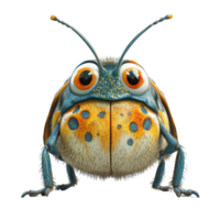 Unique cartoon frog character with vibrant colors and large eyes in a playful pose isolated on transparent background. png