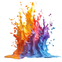 Vibrant splash of colorful paint creating a dynamic visual display in an artistic environment isolated on transparent background. png
