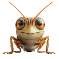 Grasshopper with large eyes and detailed texture on a white background isolated on transparent background. png