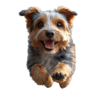 Happy dog joyfully running with excitement, showcasing a playful spirit in a bright and cheerful manner isolated on transparent background. png