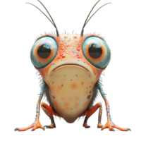 Colorful cartoon character with large eyes and unique features sits in an animated pose isolated on transparent background. png