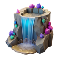 Enchanted Waterfall 3D Render Colorful Gems and Cascading Water png
