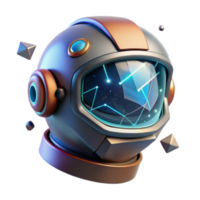 3D Render Astronaut Helmet, Futuristic Space Gear, Cosmic Exploration, Galaxy Visualization, Sci-Fi Technology, Virtual Reality, Space Travel, Digital Art, Abstract Background, Modern Design png