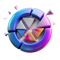 Abstract 3D Render of Interlocking Triangles in a Circular Design png