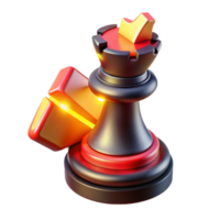 3D Render of a Chess Queen with Glowing Element, Strategy Game Piece Illustration png