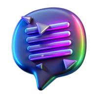 Vibrant 3D Render of a Glossy Speech Bubble with Play Button Elements png