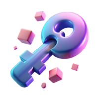 3D Render of a Vibrant Key Surrounded by Cubes Abstract Background Image png
