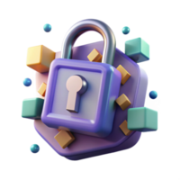 3D Render of Padlock with Colorful Geometric Shapes Abstract Background Illustration png