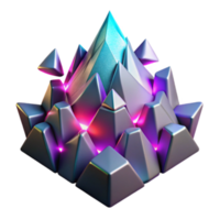 Glowing Crystal Mountain 3D Render Abstract Background Image png