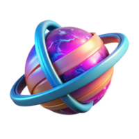 Abstract 3D Render of a Colorful Orb with Rings png