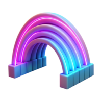 Neon Rainbow Arch 3D Render, Vibrant Colors, Abstract Background, Colorful Illustration, Luminous Glow, Digital Art, Fantasy Design, Gradient Hues, Archway, Cubic Base png
