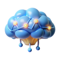 3D Render of a Blue Brain with Connections Neural Network, Abstract Brain Illustration png