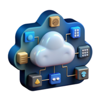 3D Illustration Cloud Computing Network System Data Center png
