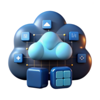 3D Cloud Computing Illustration Network Data Storage and Synchronization png