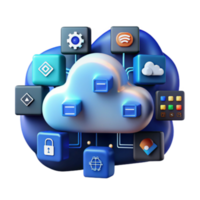 3D Illustration Cloud Computing Network Data Storage System png