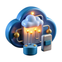 3D Illustration Cloud Computing Network Server System Data Center png