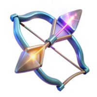 3D Render of Glowing Bow and Arrow, Game Asset, Fantasy Weapon Illustration png
