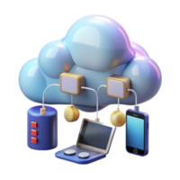 3D Illustration Cloud Computing Network Data Synchronization png