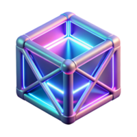 Glowing Cube 3D Render Abstract Background png