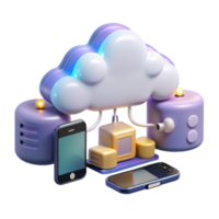 3D Illustration Cloud Computing Network Smartphone Data Servers png