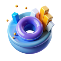 Abstract 3D Render of Colorful Donut Chart Data Visualization png