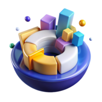 Abstract 3D Render of Colorful Data Visualization Chart png
