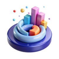 Vibrant 3D Render of Abstract Data Charts and Graphs png