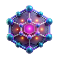 3D Render of Abstract Geometric Molecular Structure with Glowing Lights png