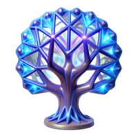 Luminous 3D Tree Abstract Artwork Geometric Branches and Glowing Nodes png