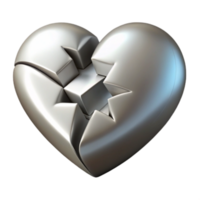 3D Render of a Broken Metallic Heart Puzzle png