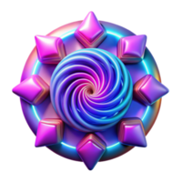 Vibrant Swirl 3D Render Abstract Circular Design with Iridescent Gems png