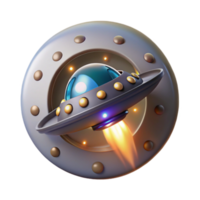 3D Render of a Flying Saucer Illustration with a Glowing Engine png