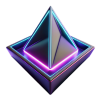 Neon Pyramid 3D Render Abstract Geometric Background with Glowing Lines png