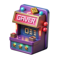 3D Render of a Retro Arcade Game Machine Illustration png