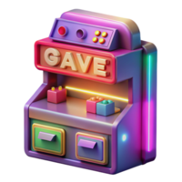 Retro 3D Render of a Colorful Arcade Game Machine Illustration png