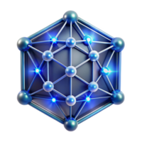 Blue 3D Geometric Network Illustration, Abstract Hexagonal Structure with Glowing Nodes png