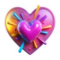 Vibrant 3D Render of Interlocking Hearts with Colorful Splashes png
