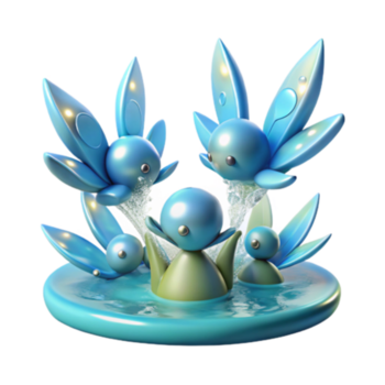 encantado aquático 3d render do luminescente criaturas png