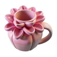 Rosa flor em forma 3d rendido caneca ilustração png