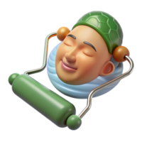 Serene 3D Render of a Relaxed Face with a Roller png