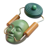 Serene 3D Render of a Relaxed Face with Abstract Device png