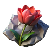 3D Render of a Red Tulip Emerging from Crumpled Paper png