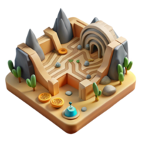 Desert Maze 3D Game Illustration A Whimsical 3D Render of a Desert Landscape Maze Game png