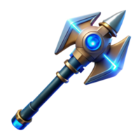 Luminous 3D Render of a Fantasy Axe, Game Asset, Magical Weapon Illustration png