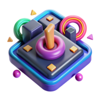 Vibrant 3D Render of a Retro Joystick Game Controller png