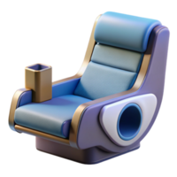 Futuristic 3D Render of a Comfortable Recliner Chair with Cup Holder png